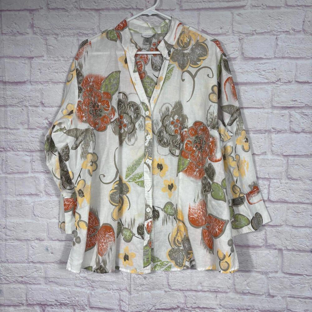 Harvé Benard Women's Floral Button-Up Shirt Size 2X